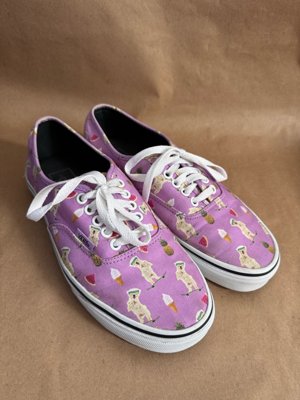 Vans Unisex Purple Pool Vibes Dog on Skateboard Sneakers. US M7/W8.5